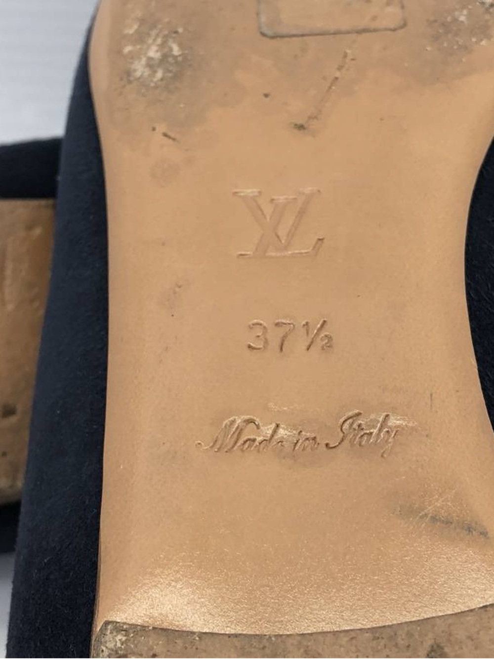 Louis Vuitton Navy Peep-Toe Bow Flats - Picture 10 of 10